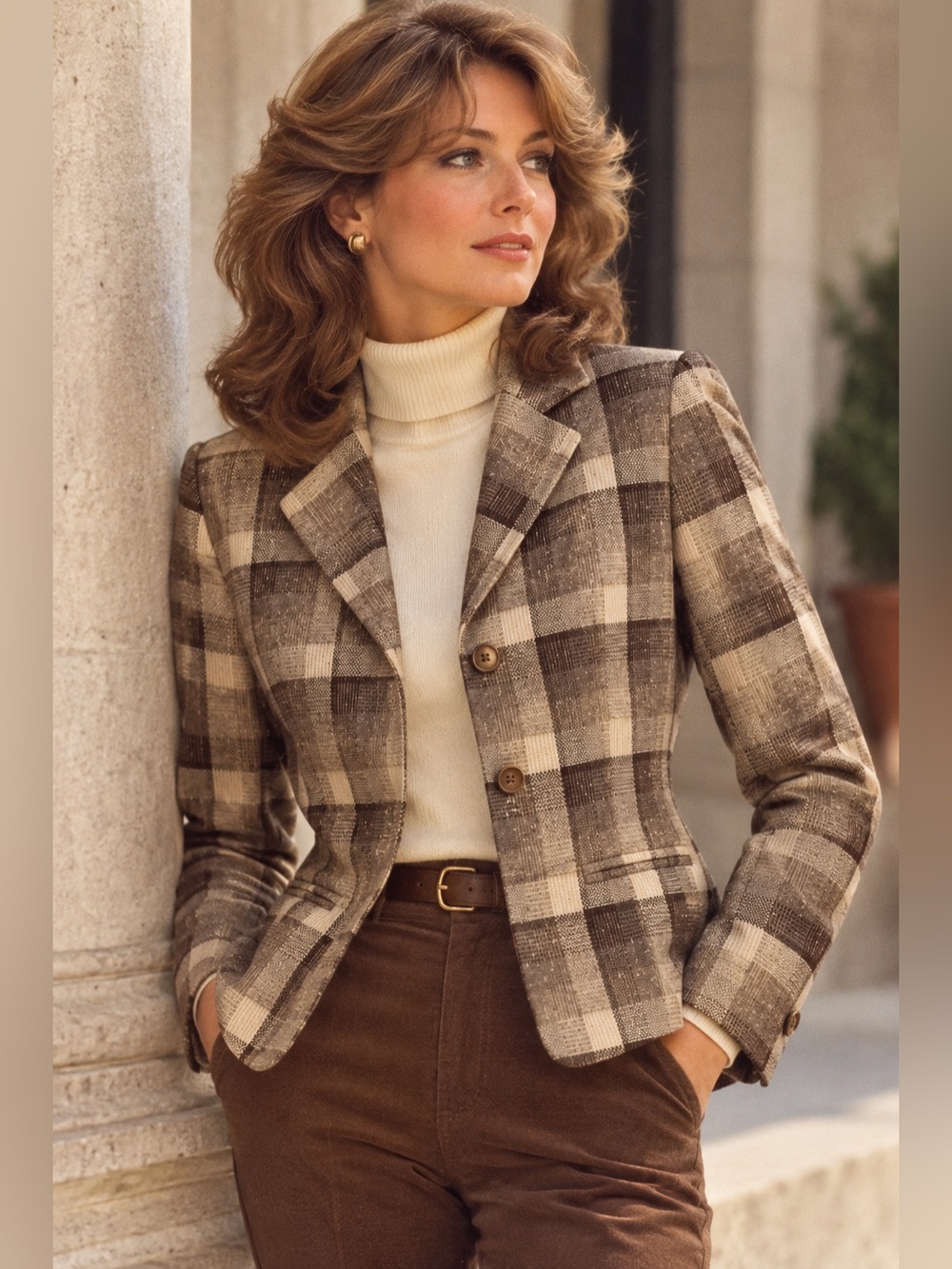Vintage Harburt Brown Plaid Blazer Jacket Women’s M 8 10 Classic Preppy
